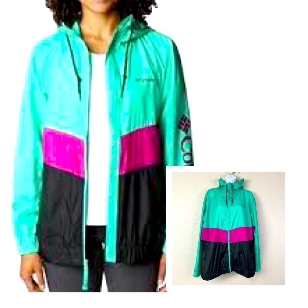 Columbia Color Blocked Sandy Sail Hooded Windbreaker Size XL